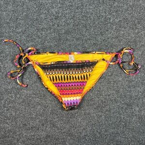 Luli Fama Womens Tribal Geometric Print Tie Side Bikini Bottom Multi Color Sz M
